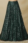 Buy_Angad Singh_Green Georgette Embroidered V Neck Embellished Flared Lehenga Set 