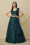 Buy_Angad Singh_Blue Georgette Embroidered V Metallic Embellished Lehenga Set _at_Aza_Fashions