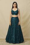 Angad Singh_Blue Georgette Embroidered V Metallic Embellished Lehenga Set _at_Aza_Fashions