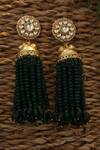Shop_Paisley Pop_Gold Plated Kundan Green Jhumka Earrings _at_Aza_Fashions