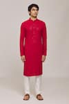 Buy_Arihant Rai Sinha_Red Kurta Rayon Embroidery Thread Lucknowi Geometric Set _Online_at_Aza_Fashions