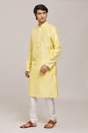 Buy_Arihant Rai Sinha_Yellow Silk Dupion Printed Floral Botanical Kurta Set _Online_at_Aza_Fashions