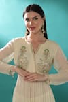 Buy_Bha Sha_Ivory Anarkali  Georgette Embroidered Sadi Notched Pant Set _Online_at_Aza_Fashions