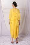 Shop_Bha Sha_Yellow Georgette Embroidery Round Neck Kaftan With Inner _at_Aza_Fashions
