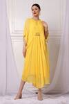 Buy_Bha Sha_Yellow Georgette Embroidery Round Neck Kaftan With Inner _Online_at_Aza_Fashions