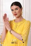 Shop_Bha Sha_Yellow Georgette Embroidery Round Neck Kaftan With Inner _Online_at_Aza_Fashions
