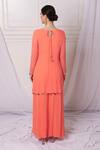 Shop_Bha sha_Orange Georgette Embroidered Sequins Round Kurta Sharara Set _at_Aza_Fashions