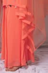 Bha sha_Orange Georgette Embroidered Sequins Round Kurta Sharara Set _at_Aza_Fashions