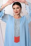 Shop_Bha sha_Blue Tunic Georgette Embroidered Sequin Round And Cutbead Pant Set _Online_at_Aza_Fashions