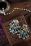 Shop_Paisley Pop_Green Pearls Mint Kundan Danglers And Drops _at_Aza_Fashions