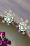 Shop_Heer-House Of Jewellery_Gold Plated Shell Pearls Tarameen Studded Ear Tops_at_Aza_Fashions