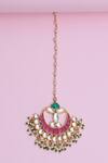 Shop_Namasya_Gold Plated Kundan Crescent Moon Maangtikka _at_Aza_Fashions