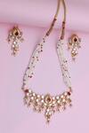 Shop_Namasya_Gold Plated Pearls, Diamonds, Stones Kundan Pendant Choker Set _at_Aza_Fashions
