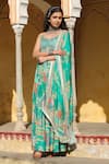 Buy_BAIRAAS_Green Anarkali- Muslin Printed Jungle Scoop Neck With Dupatta _at_Aza_Fashions