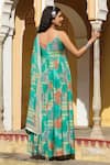 BAIRAAS_Green Anarkali- Muslin Printed Jungle Scoop Neck With Dupatta _Online_at_Aza_Fashions