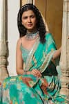 Shop_BAIRAAS_Green Anarkali- Muslin Printed Jungle Scoop Neck With Dupatta _at_Aza_Fashions