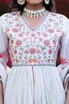 Bairaas_White Cotton Fruit And Floral V Neck & Print Anarkali Set_at_Aza_Fashions
