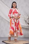 Buy_BAIRAAS_Cream Anarkali Muslin Printed Rose Chinese Collar Angarkha Set_Online_at_Aza_Fashions