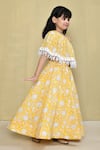 Buy_Samyukta Singhania_Yellow Cotton Handblock Print Floral One Shoulder Blouse With Lehenga _Online_at_Aza_Fashions