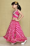 Shop_Samyukta Singhania_Magenta Cotton Gota Lace Bandhani Pattern Blouse With Lehenga _Online_at_Aza_Fashions