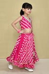 Samyukta Singhania_Magenta Cotton Gota Lace Bandhani Pattern Blouse With Lehenga _at_Aza_Fashions