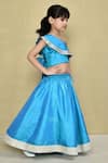 Buy_Petite Pomme_Blue Silk, Cotton Gota Patti Frill One Shoulder Blouse With Lehenga 