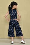 Shop_Samyukta Singhania_Blue Cotton Handblock Print Floral Top With Pant _at_Aza_Fashions