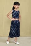 Shop_Samyukta Singhania_Blue Cotton Handblock Print Floral Top With Pant _Online_at_Aza_Fashions