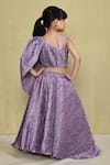 Shop_Petite Pomme_Purple Silk, Cotton Textured One Shoulder Top And Lehenga Set _at_Aza_Fashions