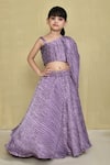 Buy_Petite Pomme_Purple Silk, Cotton Textured One Shoulder Top And Lehenga Set _Online_at_Aza_Fashions