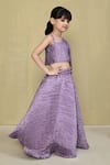Petite Pomme_Purple Silk, Cotton Textured One Shoulder Top And Lehenga Set _at_Aza_Fashions