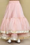 Petite Pomme_Pink Chanderi, Cotton Gota Patti Pastel Tiered Lehenga With Blouse _Online_at_Aza_Fashions