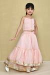 Buy_Petite Pomme_Pink Chanderi, Cotton Gota Patti Pastel Tiered Lehenga With Blouse _Online_at_Aza_Fashions