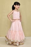 Petite Pomme_Pink Chanderi, Cotton Gota Patti Pastel Tiered Lehenga With Blouse _at_Aza_Fashions