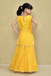 Shop_Petite Pomme_Yellow Kota Doria, Cotton Patti Leheriya Pattern Kurta With Gharara _at_Aza_Fashions