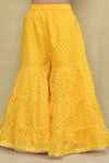 Shop_Petite Pomme_Yellow Kota Doria, Cotton Patti Leheriya Pattern Kurta With Gharara _Online_at_Aza_Fashions
