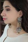 Buy_Heer-House Of Jewellery_Silver Plated Pearls Sitaara Carved Earrings _at_Aza_Fashions