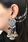 Buy_Heer-House Of Jewellery_Blue Stones Kamakshi Teenladi Earrings_at_Aza_Fashions