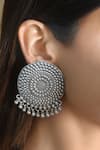 Buy_Noor_Silver Plated Embellished Oxidized Floral Pattern Earrings _at_Aza_Fashions