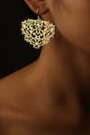 Buy_Eina Ahluwalia_Gold Plated Mini Baroque Carved Earrings _at_Aza_Fashions