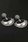 Shop_Noor_Silver Plated Embroidery Oxidized Chandbali Earrings_at_Aza_Fashions
