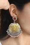 Buy_Noor_Silver Plated Embroidery, Cut Work Dual Tone Ghungroo Embellished Earrings_at_Aza_Fashions