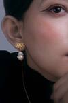 Buy_Eina Ahluwalia_Gold Plated Baroque Pearl Infinite Love Earrings_at_Aza_Fashions