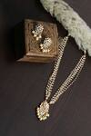 Shop_Namasya_Gold Plated Pearls, Diamonds Kundan Beaded Necklace Set _at_Aza_Fashions