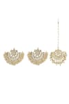 Shop_Ishhaara_Gold Plated Kundans Pearl Chandbalis Set _at_Aza_Fashions