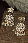 Shop_Namasya_Gold Plated Pearls Kundan Carved Dangler Earrings _at_Aza_Fashions