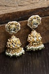 Shop_Namasya_Gold Plated Kundan Carved Jhumkas _at_Aza_Fashions