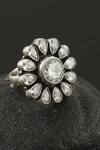Shop_Noor_Silver Plated Zari Zirconia Stone Embellished Ring_at_Aza_Fashions