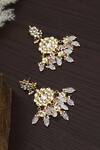 Shop_Namasya_Gold Plated Pearls Kundan Stone Chandbali Earrings _at_Aza_Fashions