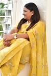 Buy_Vaayu_Yellow Printed Floral Applique Embroidered Saree 